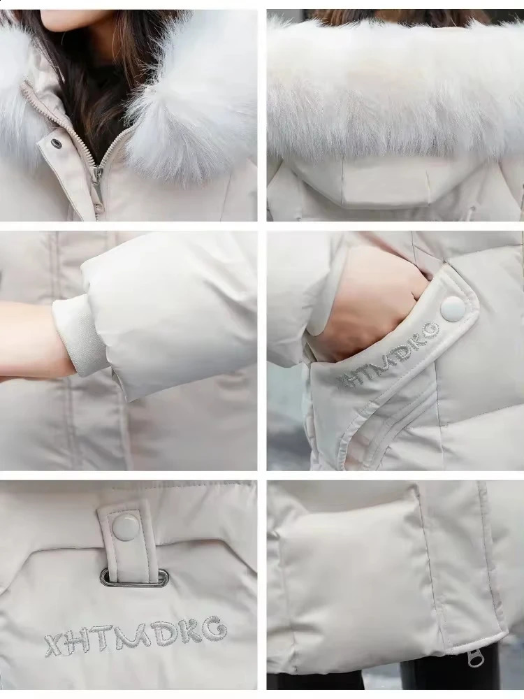 Women Winter Jacket 2024 Midlength Clothes Fashion Slim Fur Collar Thick Cotton Coat Elegant Parka Woman Padded 241220