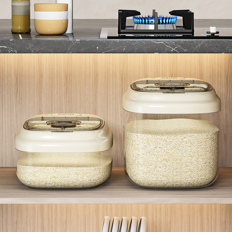 Moisture-Resistant 10 Kg Rice Jar - Easy Flip Seal, See-Through Storage Solution for Dry Foods