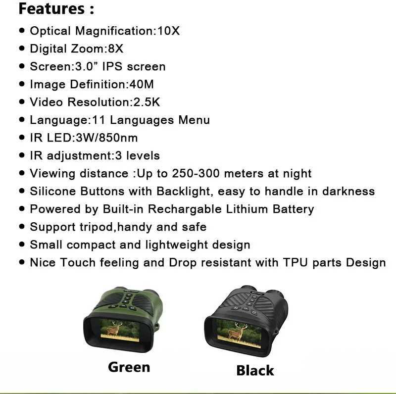New Arrival 2.5KD high-definition video camera birds-eye view mirror infrared outdoor digital telescope night vision built-in 2500mAh battery T241231
