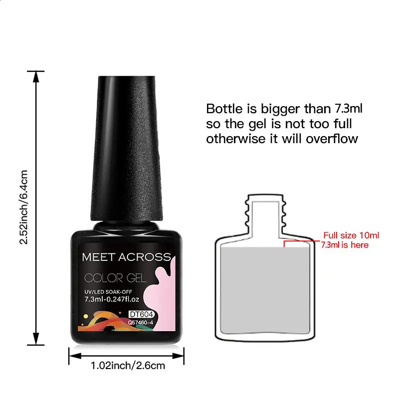 MEET ACROSS 12pcs 7.3ml Gel Nail Polish Set Purple Pink Glitter Semi Permanent Soak Off UV LED Gel Polish Kit Nail Art Varnishes 241230