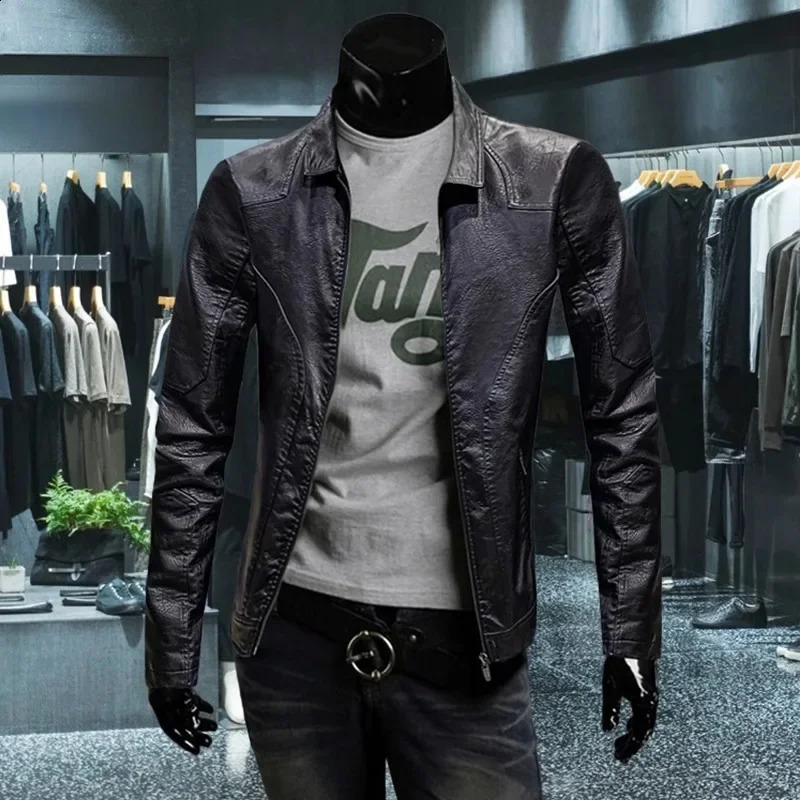 Mens Genuine Leather Jacket Casual Style Vintage Slim Fit Smooths Your Silhouette Cool Blazer For Autumn Winter 241230