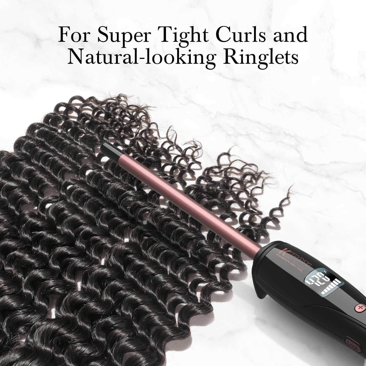 KIPOZ Chopstick Curling Rod 9mm Thin Hair Curling Iron Ceramic Barrel Curler with Adjustable Temperature Dual Voltage Travel Size W241231