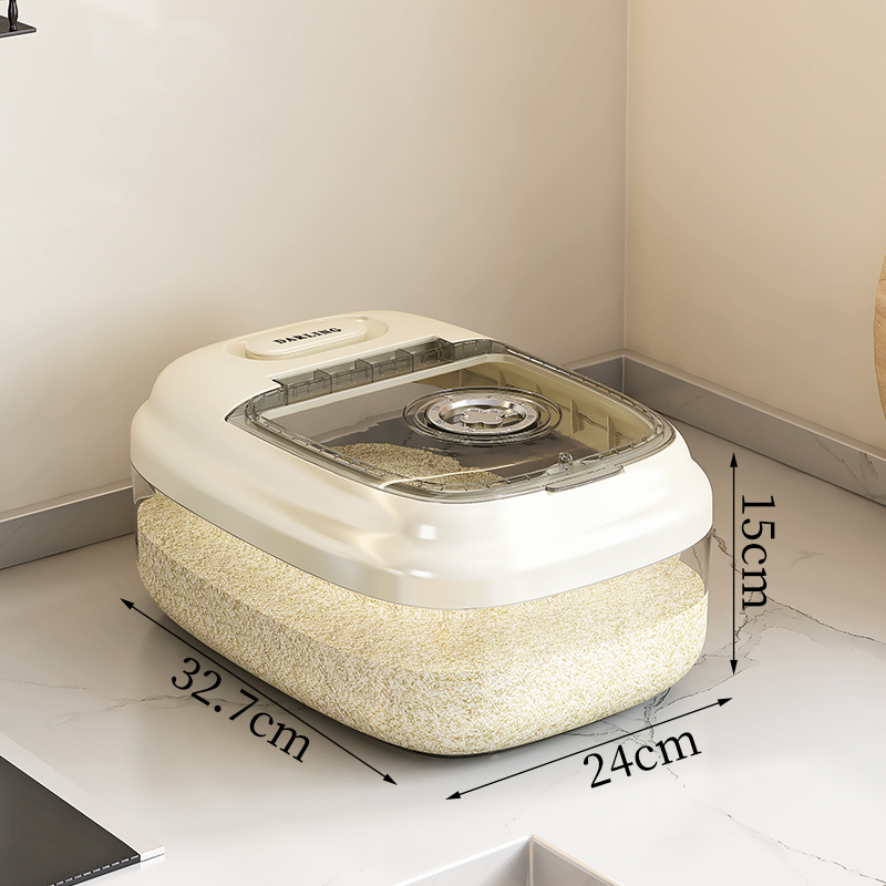 Large 5kg Clear Plastic Rice Container - Secure Flap Top, Sealed Against Dust and Humidity