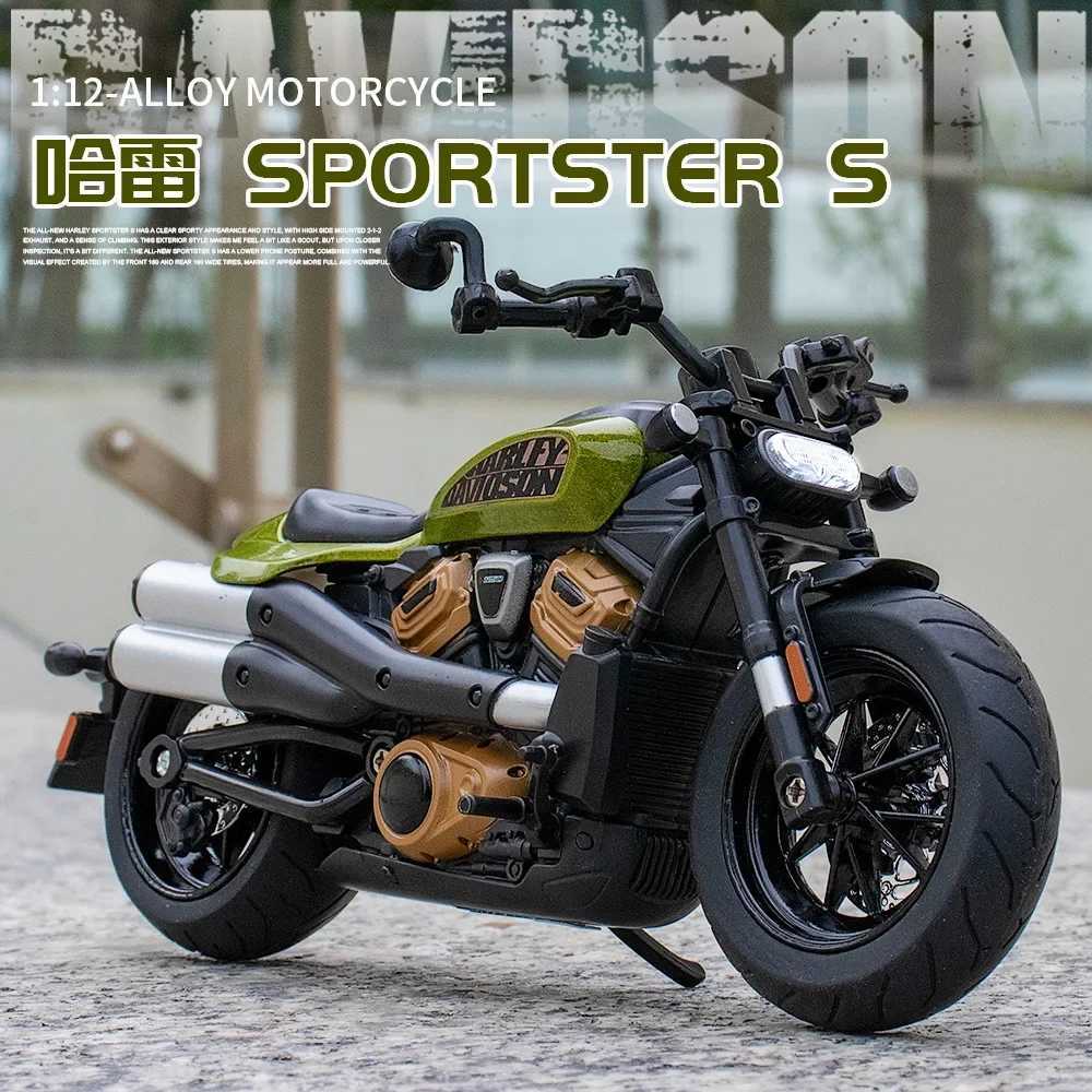 1 12 Harley SPORTSTER S Motorcycle High Simulation Die Casting Metal Alloy Model Car Sound Light Series Childrens Toy Gift M41 W241231