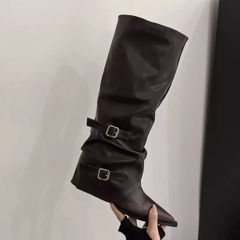 High-heeled Women Boots Pointed Toe Long Boots for Women Sexy Punk Gothic Boots Paris European and American Female 241231