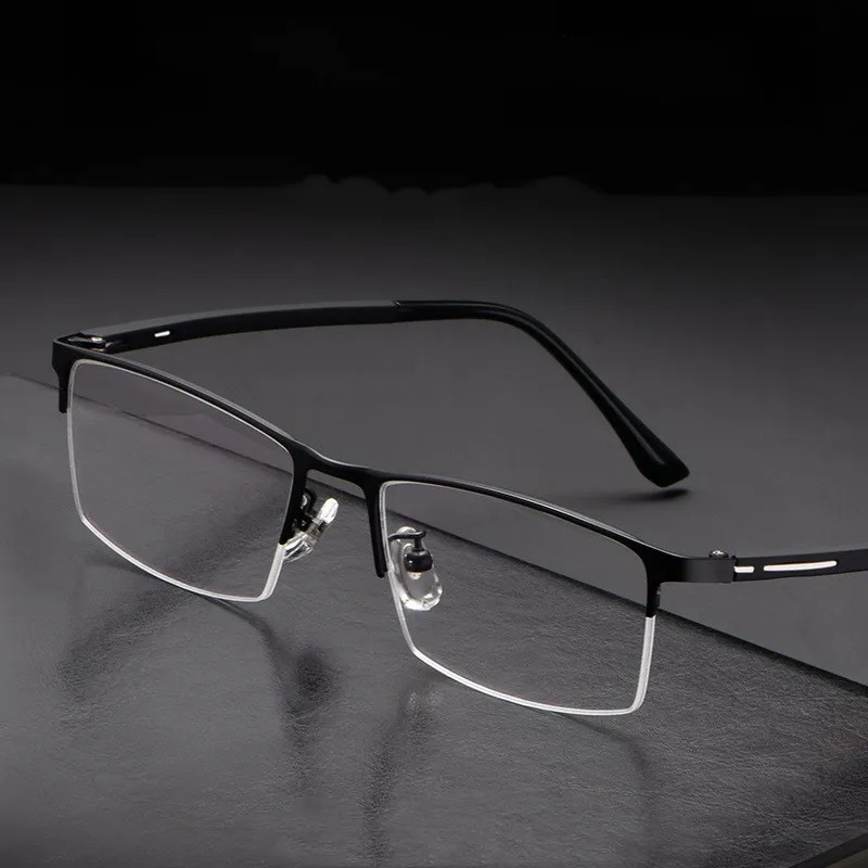 YIMARUILI Fashion Super Tough Alloy Eyeglasses Frame Business Casual Optical Prescription Half Frame Glasses Men P9916 241230