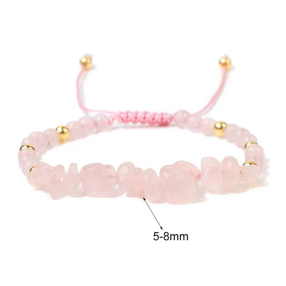 Hot Irregular Green Aventurines Gravel Bracelet Natural Stone Amethyst Bracelet Female Adjustable Rope Braided Bracelet Gift W241231