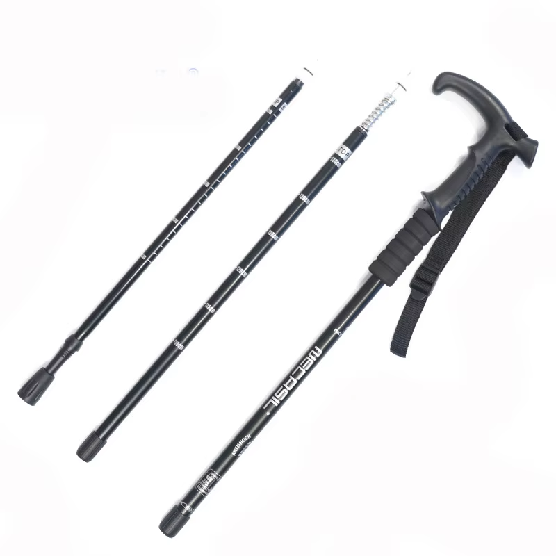 Outdoor Aluminum telescopic hiking trekking poles lightweight adjustable 3 section camping walking stick