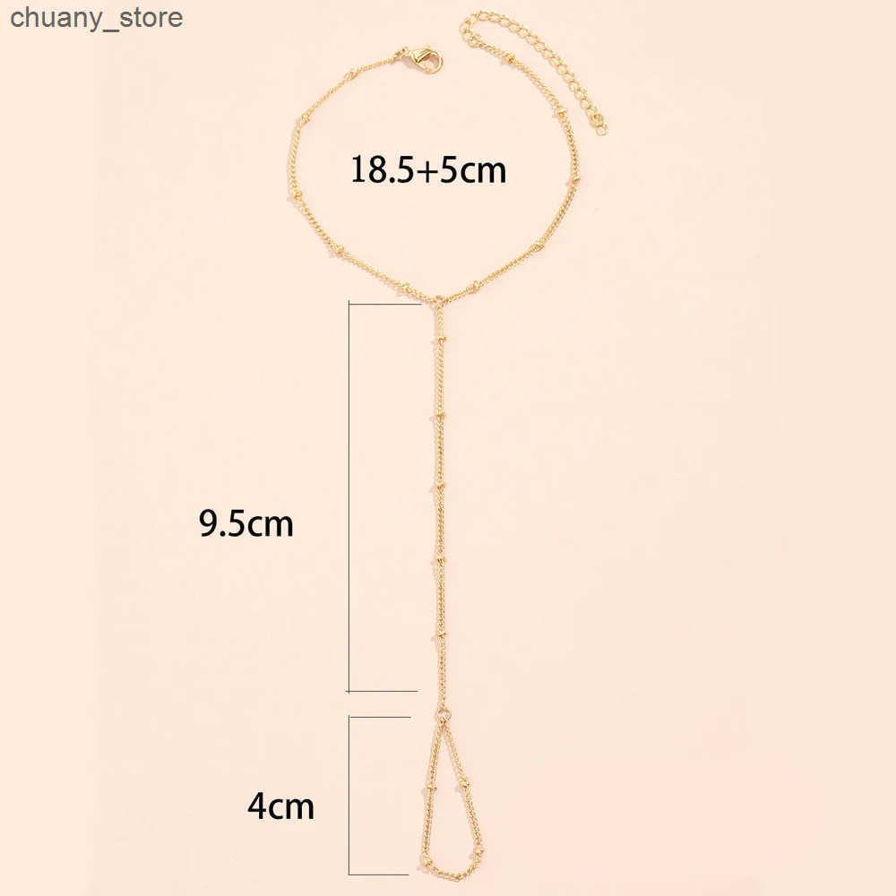 Chain Creative Mini Chain Finger Ring Womens Gold Chain Link Connection Bracelet Jewelry Gift L240910