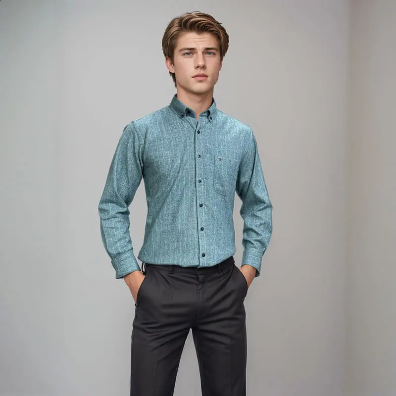 100% Cotton Mens Shirt Long Sleeve Flannel Classic Versatile Soft Breathable Casual Fashion Business Mens Social Shirt S-7XL 241228