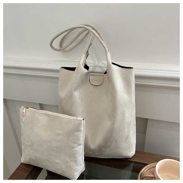 Winter two-piece set new lazy style trendy and simple casual one shoulder women's bucket armpit bag