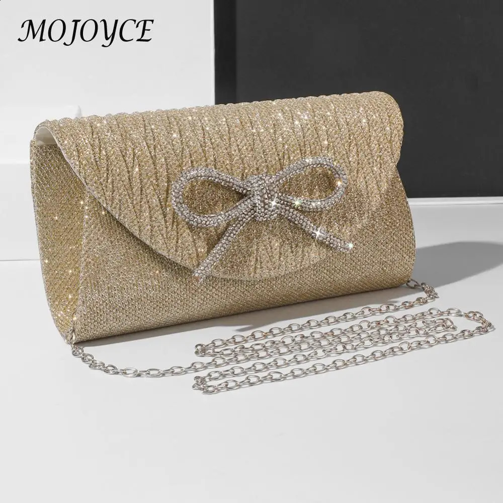 Clutch Purse Satin Rhinestone Evening Bag for Women Bow Formal Handbag Sparkly Wedding Party Prom Purse 241231