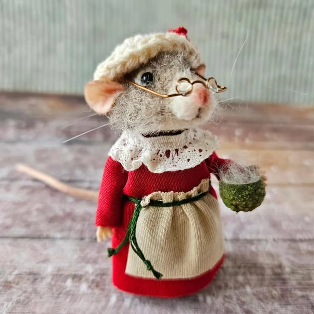 Christmas Needle Felted Mouse Doll DIY Handmade Wool Ornaments Felting Mice Crafts Decorations 241230 - view 6