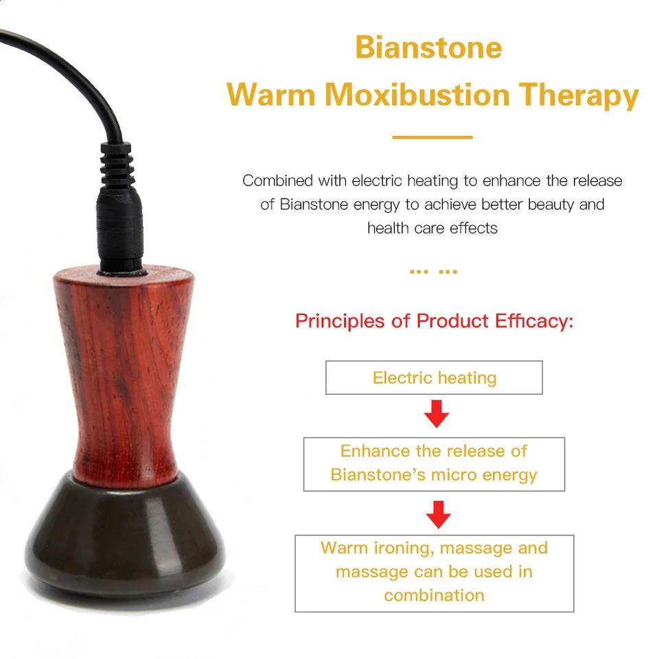 Electric Volcanic Stone Massage Gua Sha Natural Bian Stone Back Neck Face Massager Spa Care Skin Remove Wrinkles 241230