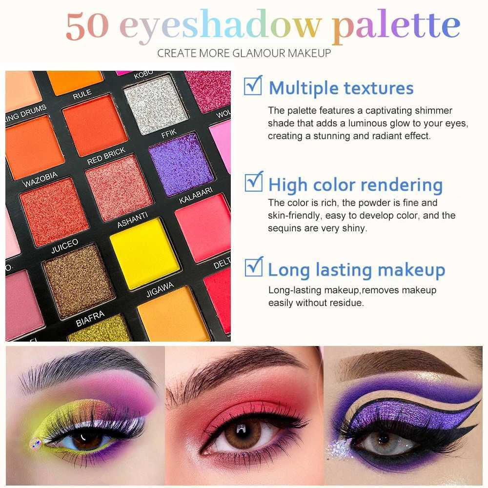 50 color eye shadow matte shimmer cosmetic board High color powder durable waterproof eye shadow cosmetic board W241230