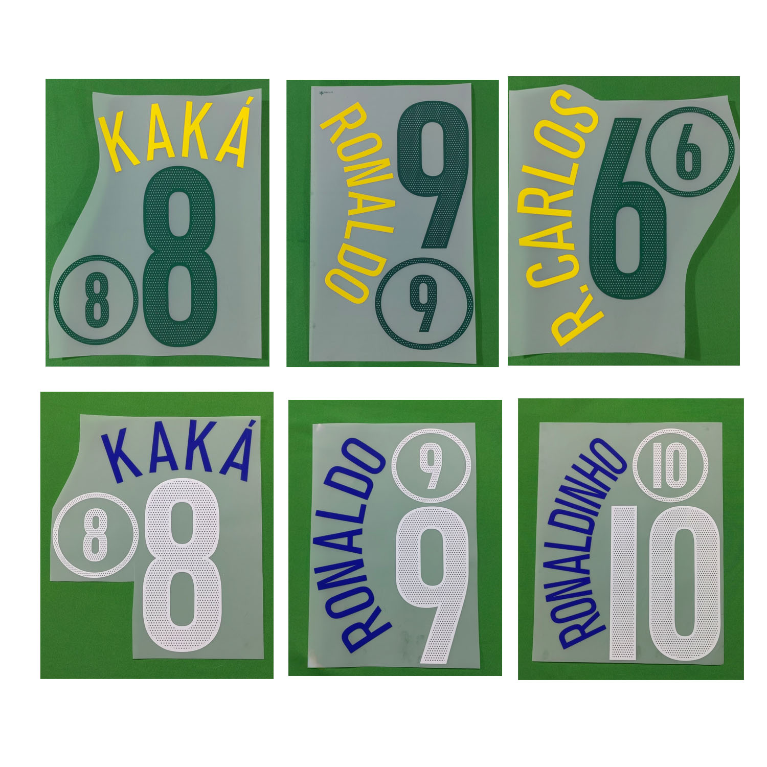 Retro Nameset #6 R.CARLOS Nameset KAKA RONALDINHO Printing Heat Transfer Iron On Soccer Patch Badge