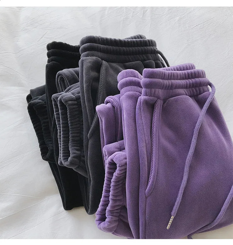 Women Casual Sports Pants Autumn Winter Fashion Fleece Warm Sweatpants Baggy Thick Joggers Trousers Female Sporting Clothing 241223