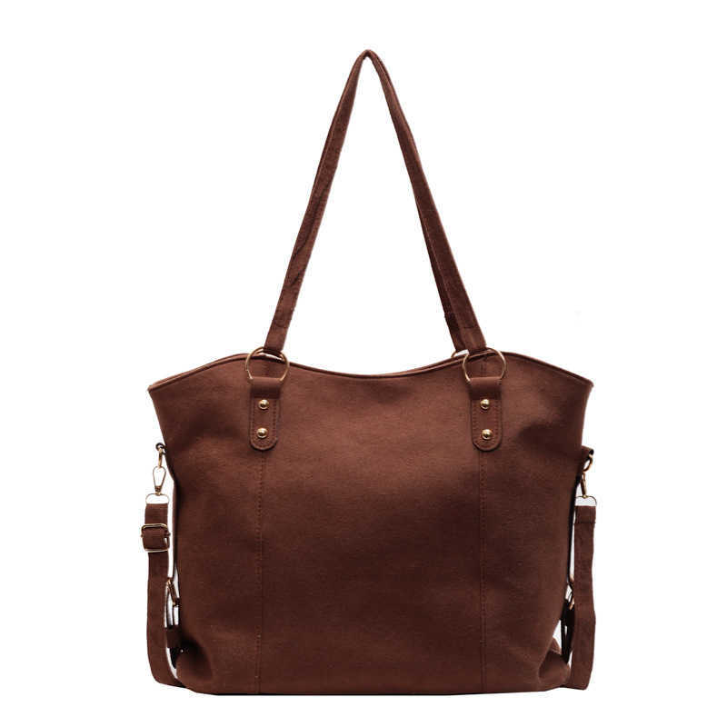 Korean version large capacity simple casual solid color autumn and winter trendy and stylish handbag with one shoulder and armpit bag