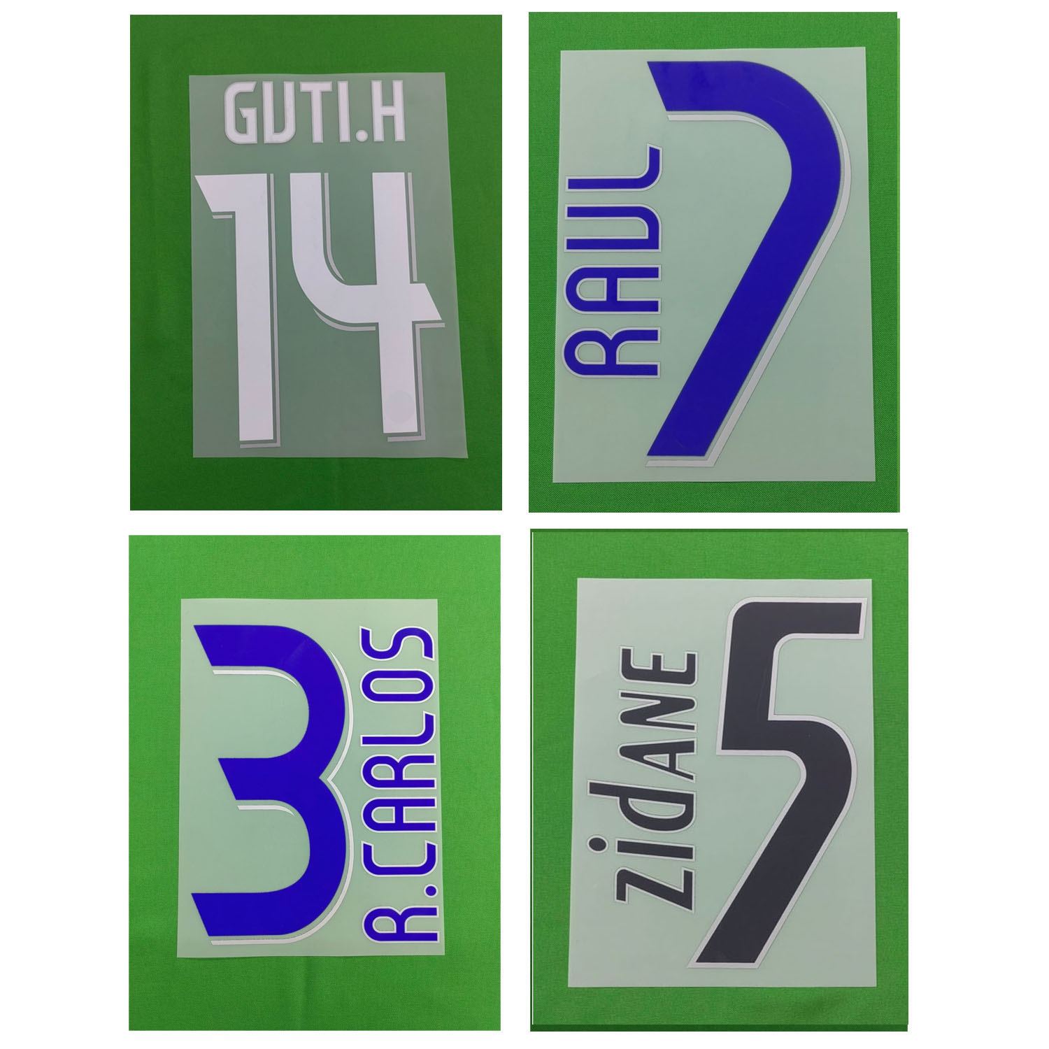 Retro Nameset #5 ZIDANE Nameset #23 BECKHAM SERGIO RAMOS RAUL Printing Heat Transfer Iron On Soccer Patch Badge