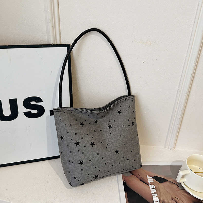 New Simple Summer 2024 Printed Love Trendy Casual Handheld Single Shoulder Canvas Underarm Single Shoulder Women's Bag 241231