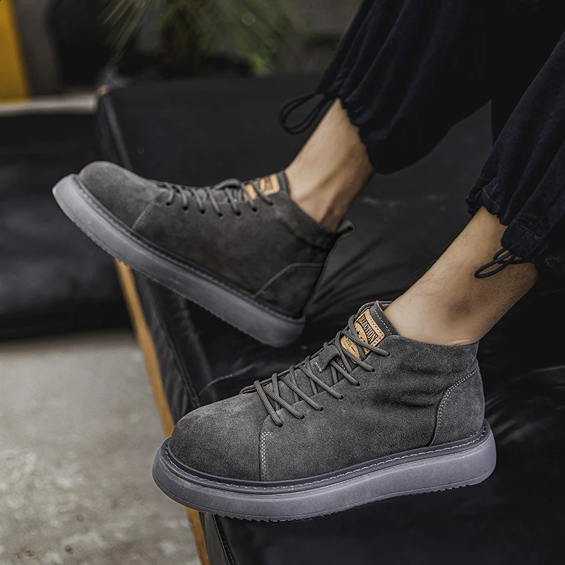 British Style Men Genuine Leather Boots Casual Antiskid Outdoor Oxfords Shoes Vintage Classcis Round Toe Boots Lace-up Boots 241231