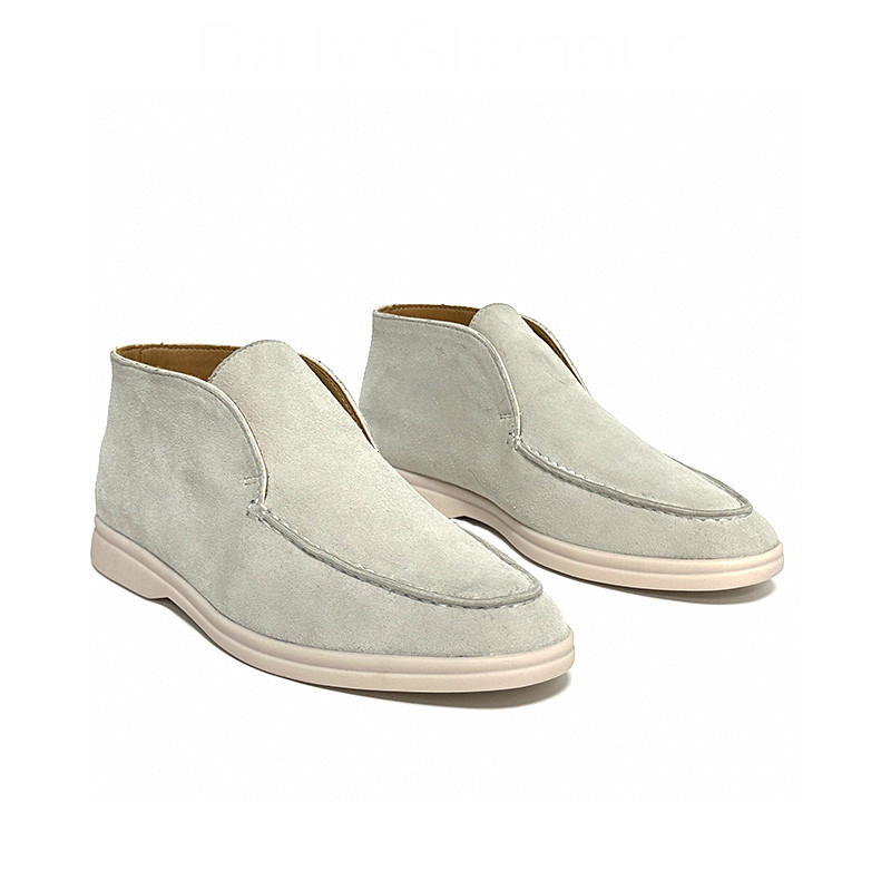 Autumn Hot Sale Men Ankle Boots Real Suede Loafers Comfortable Slip On Walk High Top Flat Shoes For Male