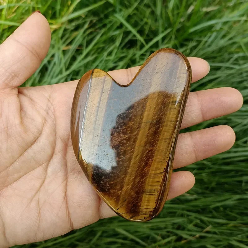 Natural Tiger Eye Guasha Beautiful Massager Facial Scraping Tools Neck Face Scraper Massage Anti Wrinkle Relax Tool SPA Stone 241230
