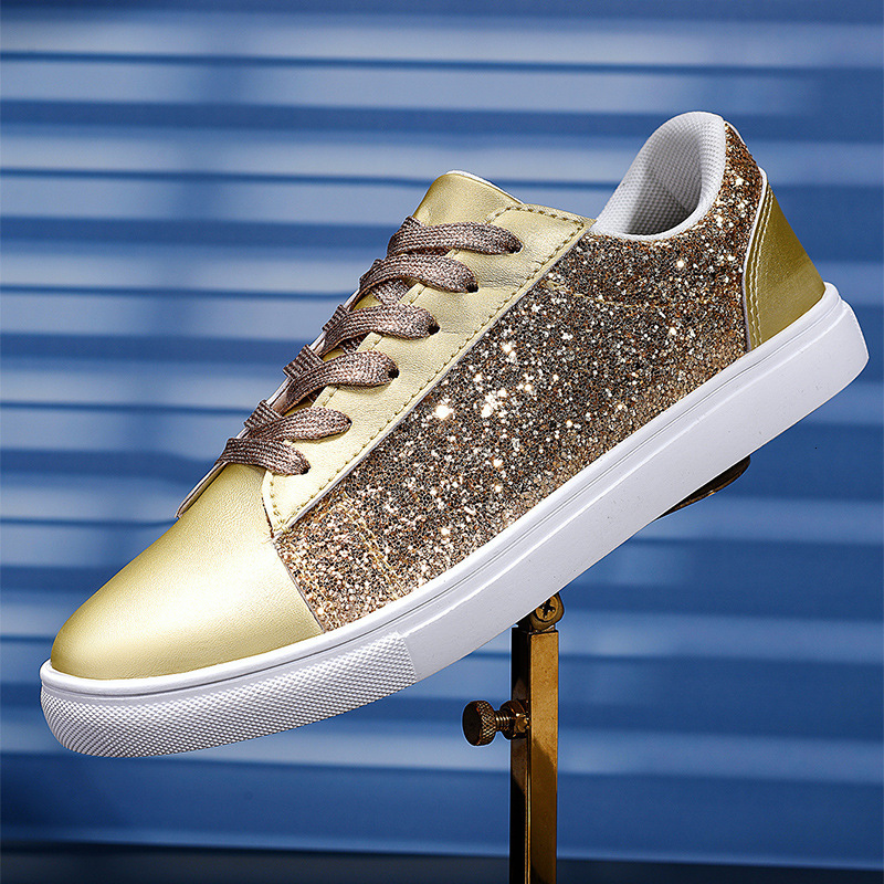 2025 New Women's Fashion Large Size Sport Casual Shoes Flat Low gang Sequins Sneakers