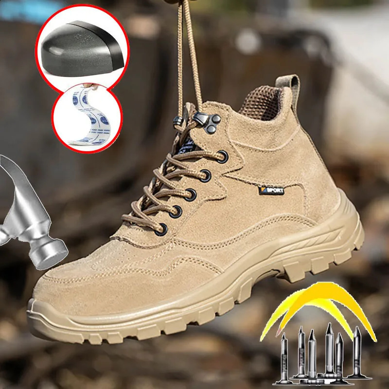 Mens Safety Shoes Anti Smashing Anti Piercing Boots for Men Anti Slip Work Shoes Breathable Lightweight Sneakers Workwear Shoe 241231