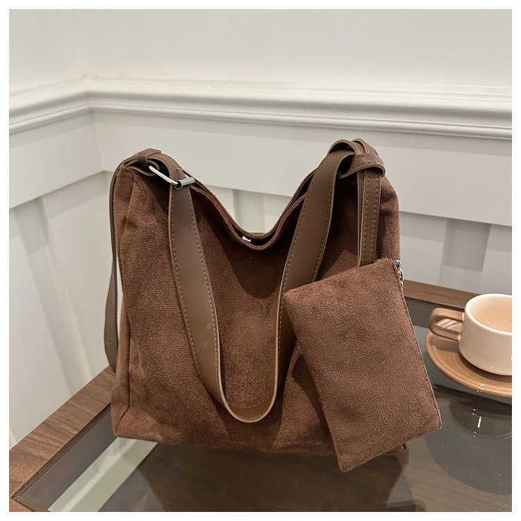 2024 Winter New Trendy Solid Color Soft PU Big Young Style Two piece Set Mother Nylon Casual Single Shoulder Crossbody Bag 241231