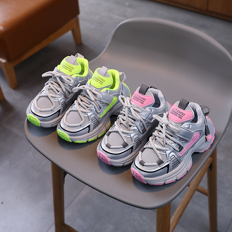 Children High Platform Sneakers Fashion Pink Green Girls Shoes Toddler Kids Shoes Happysteps for Boys Thick Sole Sports Tennis Shoes Sizes US5.5C-US6Y