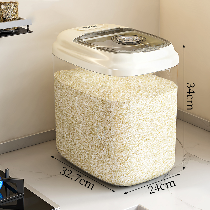 Clear 15 Kg Capacity Rice Bin - Flippable Cover, Anti-Leak Protection, High-Quality Food Safe Plastic