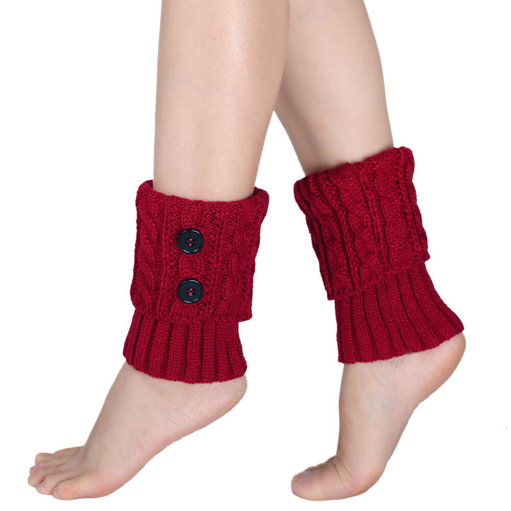 Knitted Hosiery, Wool Warmth, Cuffed Sleeve, Autumn And Winter, 8 Word Fried Dough Twists Button, Short Knee Boots, Leg Sleeve