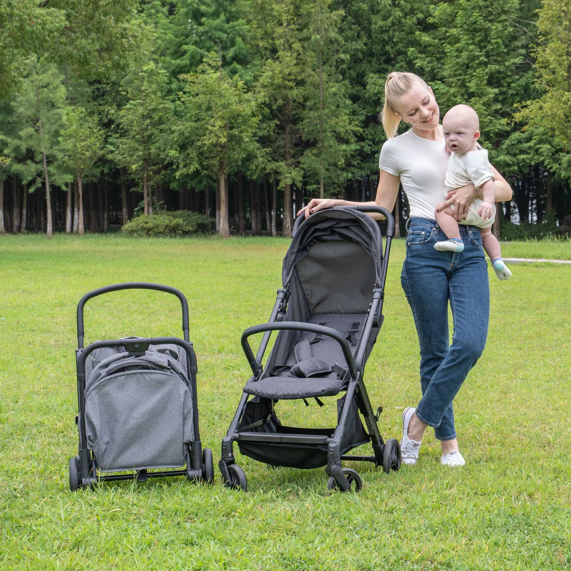 Lightweight Baby Stroller Gravi Automatic Self Folding Travel Stroller for Airplane One-Hand Folding Toddler StrollerXJ241231