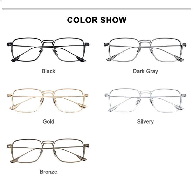 American Men Square Frames Handmade Retro Pure Glasses Thick Edges Business Eyeglasses Suitable for Large Faces 241230