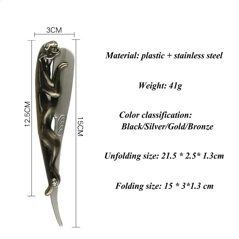 Stainless Steel Folding Shave Knife Handle Beard Straight Razor Hair Dressing Tool Manual Shaving Razor Men Gift 241230