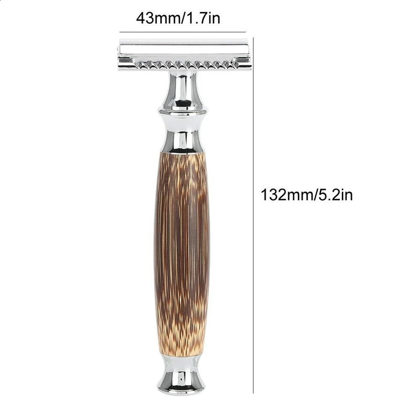 1 Set Classic Bamboo Handle Safety Razor Manual Double Edge Shaving Barber Razors T-Shaped Razor Kit For Men 241230