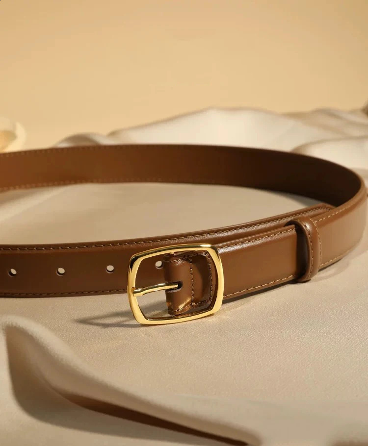Women Genuine Leather Belt for Jeans Fashion Ladies Waistband for Pants Dresses Golden Buckle Jeans Belts Trendy 2.8cm Wide Belt 241226