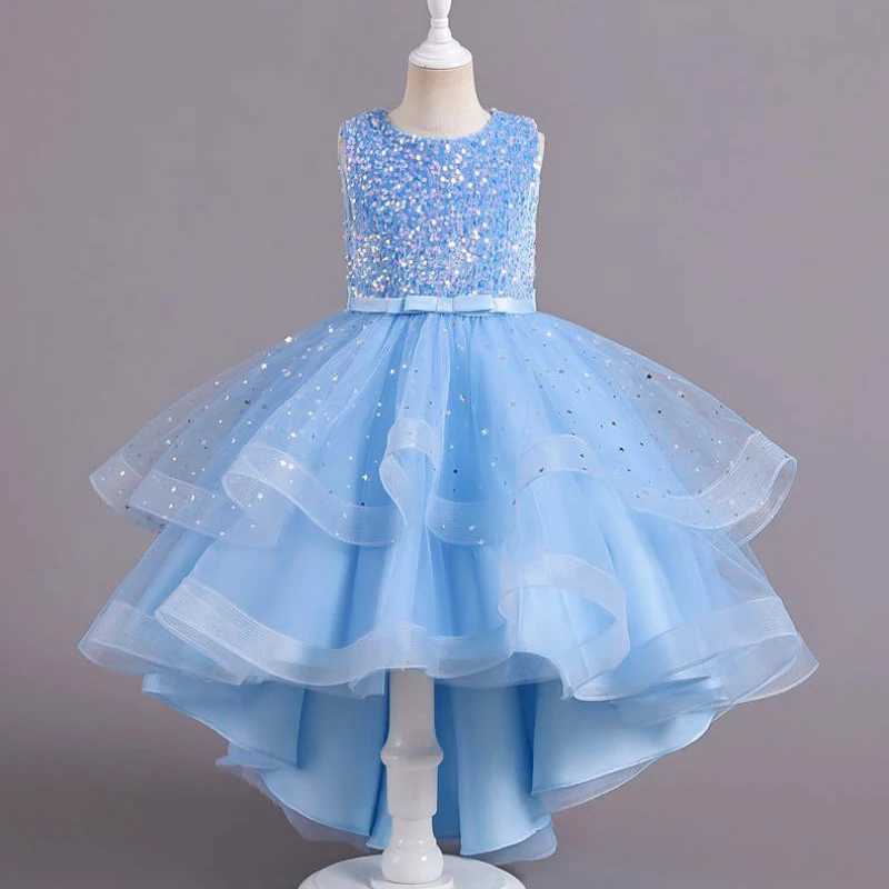 New Flower Princess Sparkling Baby Wedding Christmas Par Tail Dress Birthday Par Wedding Flower Girl Sweet and Cute Dress W241231