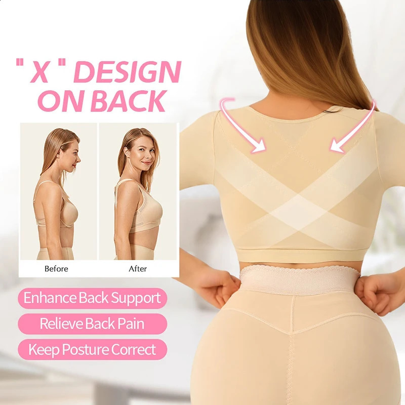 Arm Shaper Women Post Surgery Push Up Bra Compression Sleeves Slimming Front Closure Hooks Brassiere Seamless Shapewear Crop Top 241231