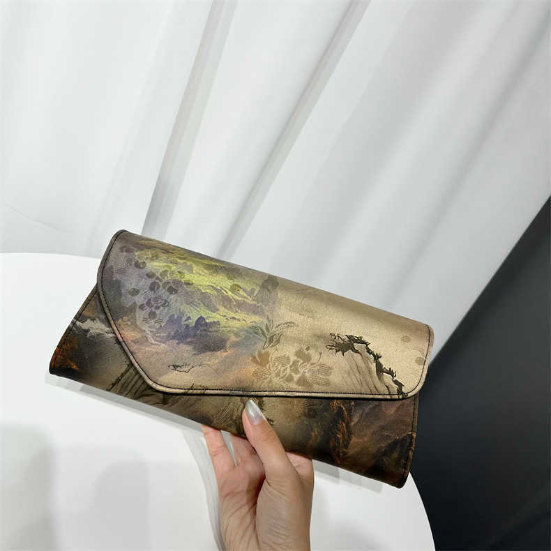 wallet printed handbag for dinner, paired with antique qipao party bag Xiangyunsha women's bag 241215