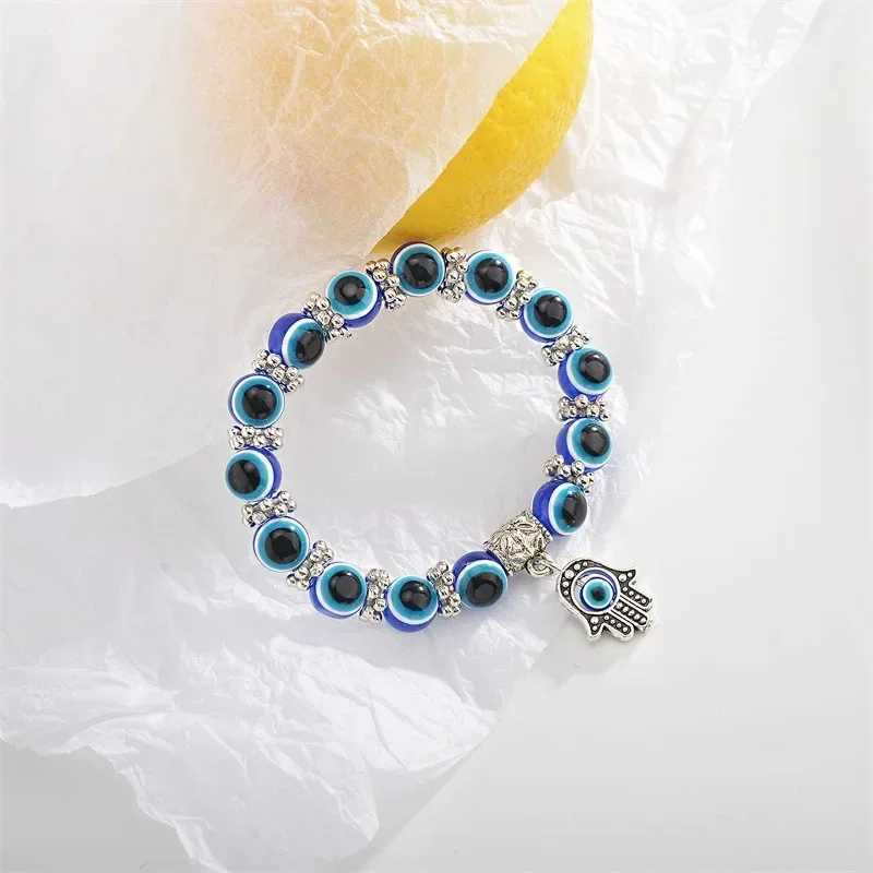 2 antique blue evil eye bracelets suitable for women lucky amulet hand of Fatima lucky Trkiye bracelet color simple Tren W241231