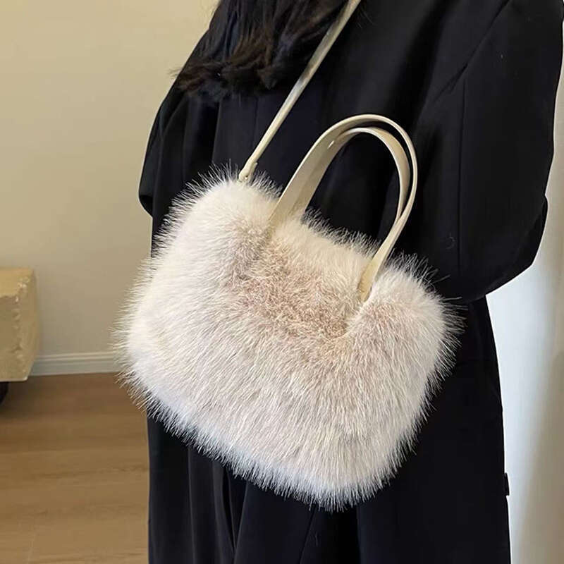 Faux Fur Tote Bag Women's Bucket Plush Design Ladies Handbags Soft Winter Crossbody Shoulder Bags Bolsa Feminina