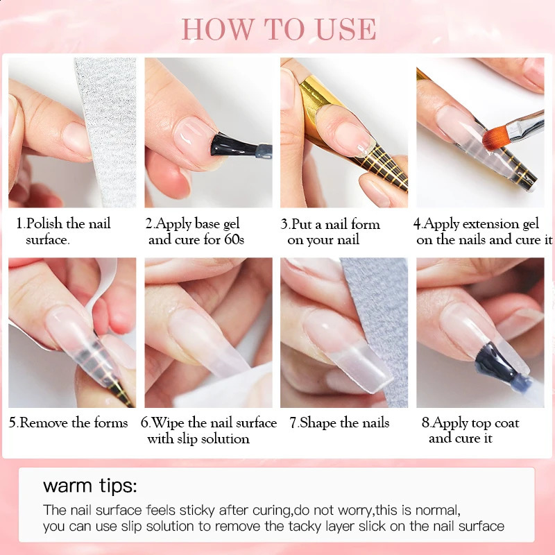 Poly UV Gel Kit All for Manicure Gel Nail Extension Set Slip Solution Builder Acrylic Gel Polish Nail Art Tool Fingertips 241230