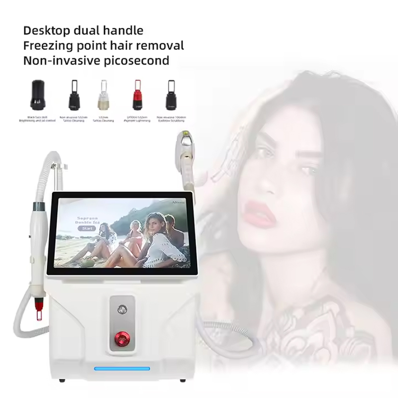 Laser Laser 2 In1 Picoslaser+Diode Ice Platinum Hair Removal Nd Yag Q Switched Tattoo Removal 3 Waves Black Face Doll Eq