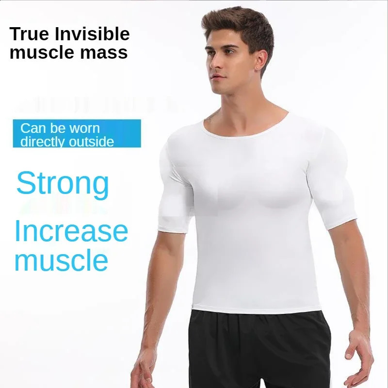 Man Fake Muscle T-Shirts Cosplay Sponge ABS Anime Hero Super Costume Wedding Invisible Pad Shaper Chest Arm Muscle Underwear 241231