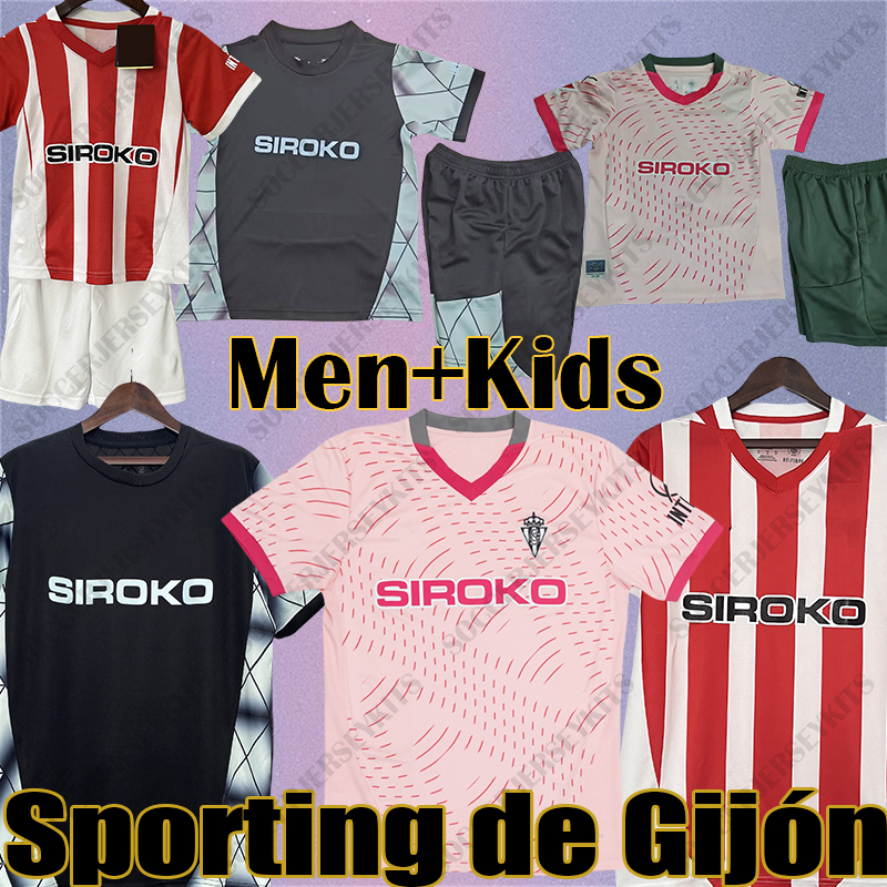 24 25 Sporting de Gijon Soccer Jerseys CAMPUZANO DUBASIN OTERO 2024 2025 COTE G.ROSAS NACHO MENDEZ J.J.CAICEDO PIER Men Uniforms Football Shirts Men Uniforms