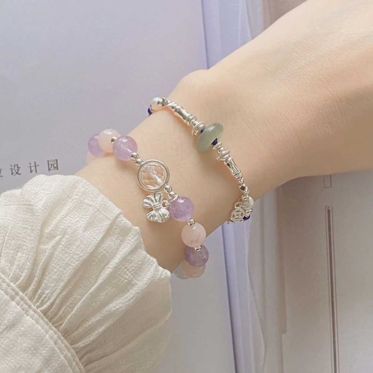 Fashion niche design star chain tassel bracelet womens fantasy blue crystal bead elastic rope bracelet best friend jewelry W241231