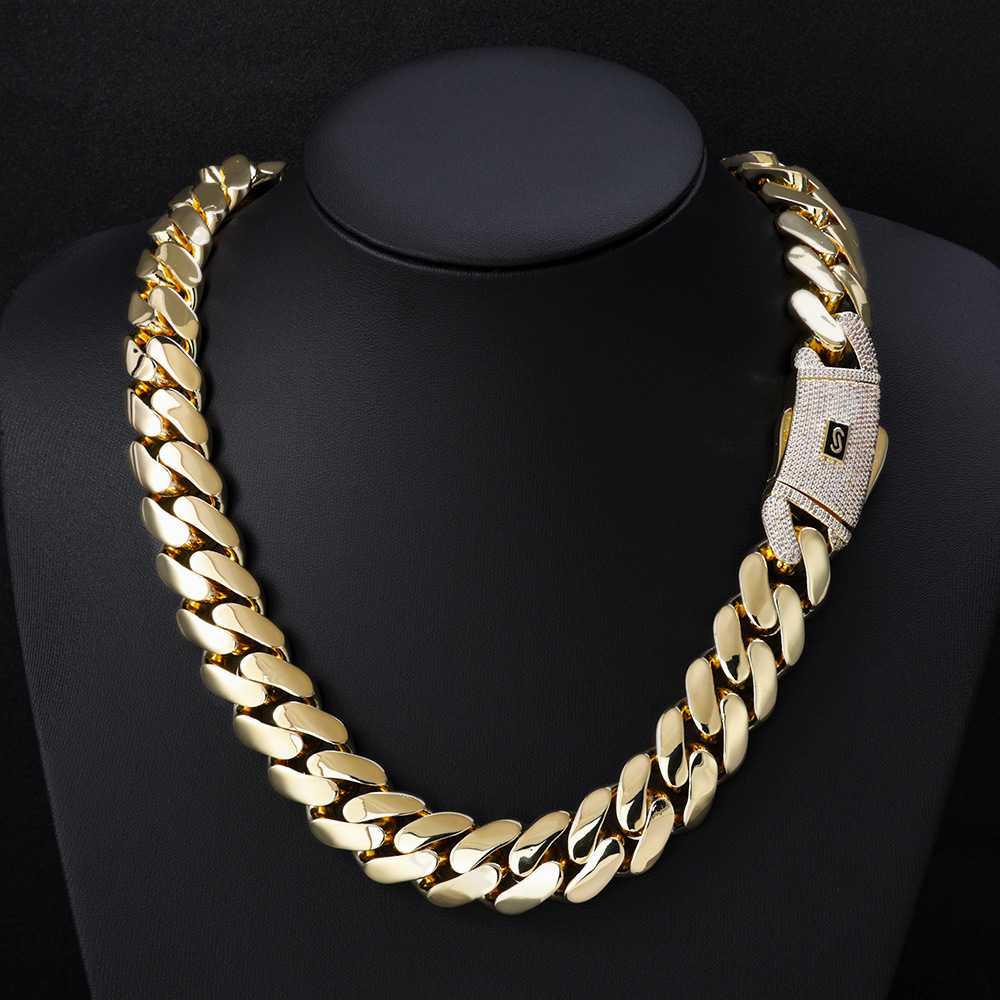 10mm-22mm Custom Hip Hop Shiny Miami Cuban Chain Stainless Steel High Polished Men Jewelry