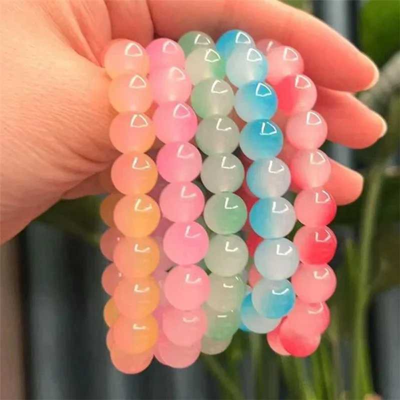 Natural Stone Pink Quartz Crystal Bead Bracelet for Womens Fashion Sweet Spirit Constant Energy Chain Bracelet for Girls Jewelry Gifts W241231